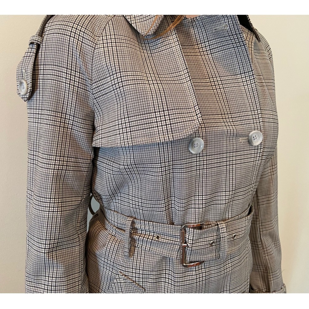 Micheal Kors Glen Plaid Trench Coat MU92J04BSM BNWT